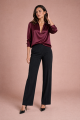 V-hals losvallende blouse