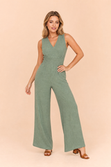 Groene V-hals smock jurk