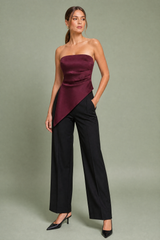 Asymmetrische gerimpelde top bustier