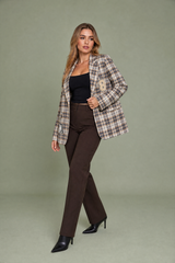 Bruine geruite blazer