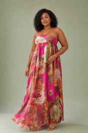 Robe longue bandeau évasée | Porté sur une silhouette plus ronde | Lounelle Paris