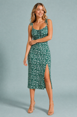 Florale midi-jurk met split