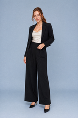 Ruime broek met hoge taille en plooien
