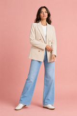 Ribfluwelen midi-blazer