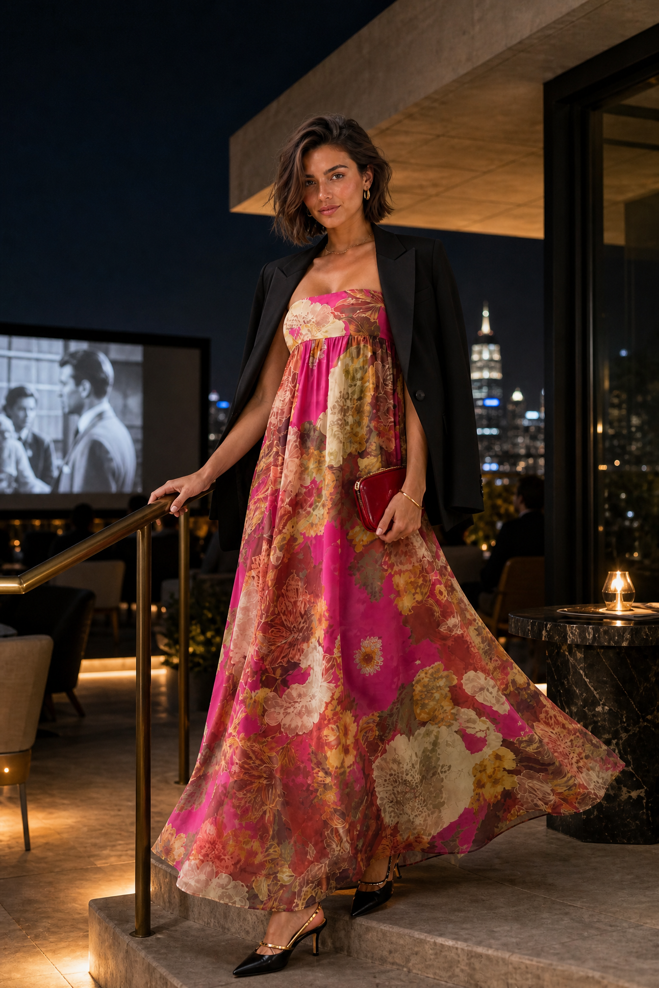 Robe longue bandeau évasée | Deuxième photo lifestyle | Lounelle Paris