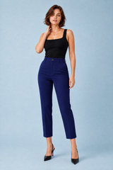 Rechte broek hoge taille 7/8