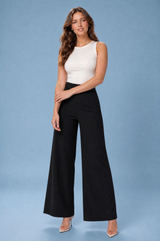 Wijde vloeiende hoge taille broek