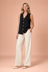 Mouwenloze V-hals blouse