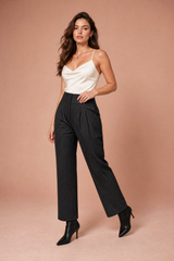 Hoge taille gestreepte broek