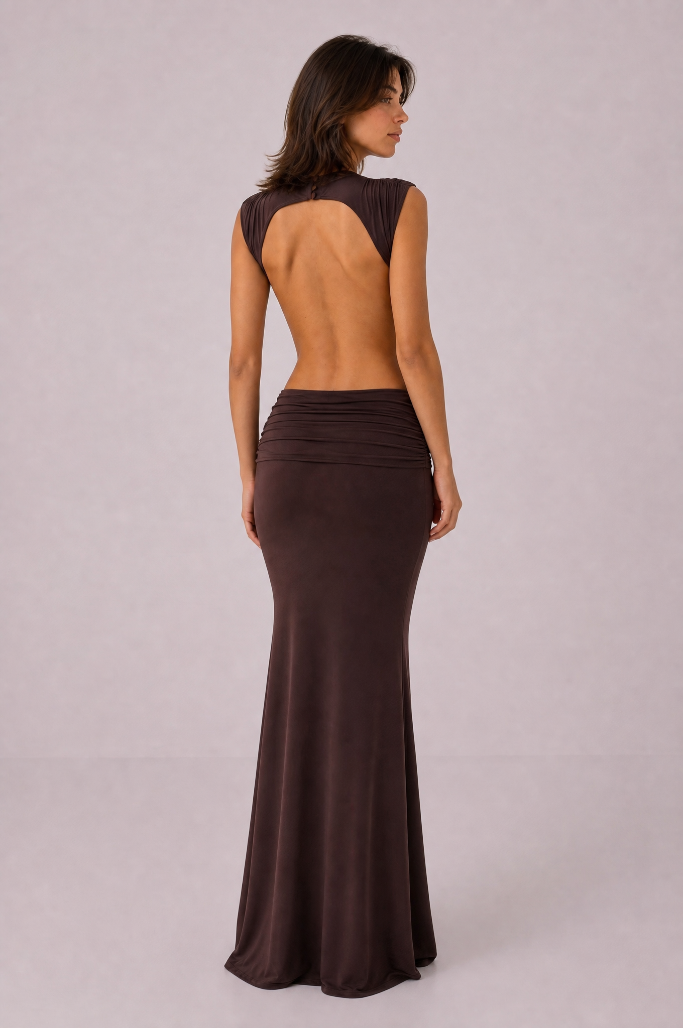Robe longue dos nu taille ajourée | Vue de dos | Lounelle Paris