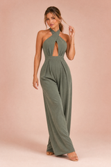 Halternek jumpsuit blote rug