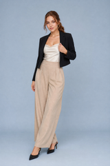 Ruime broek met hoge taille en plooien