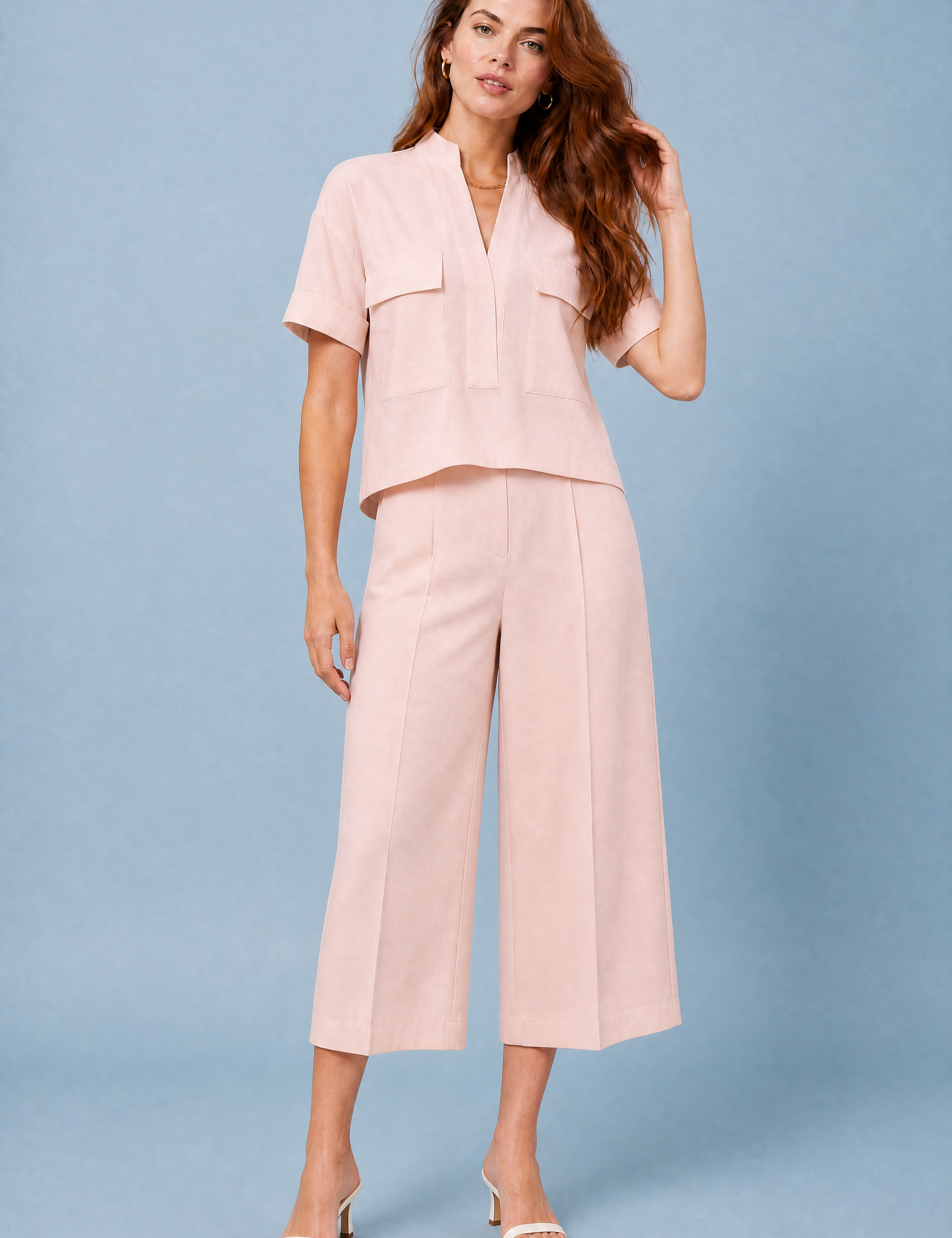 Ensemble deux pièces ample col V | Variante Rose | Lounelle Paris