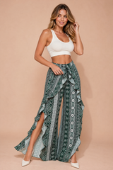 Groene hoge taille printbroek