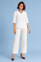 Blouse met ronde kraag en pofmouwen