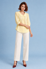 Blouse met ronde kraag en pofmouwen