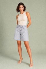 Korte denim met hoge taille