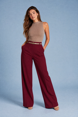 Vloeiende wijdpijpen broek hoge taille