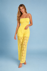 Gele transparante bandeau jumpsuit