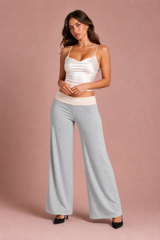 Bruine wijde lage taille broek