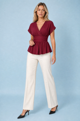 Blouse met V-hals en getailleerde taille