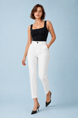 Rechte broek hoge taille 7/8