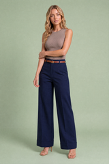Wijde ceintuurbroek met middelhoge taille