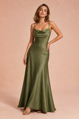 Lange militaire groene jurk met veterrug