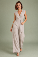 Vloeiende broekjumpsuit met V-hals