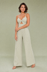 Gestreepte jumpsuit met blote rug