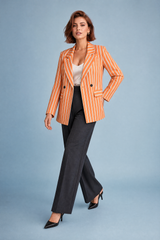 Oranje gestreepte blazer, ruime pasvorm