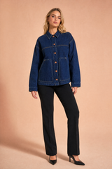 Ruime donkerblauwe jeansvest