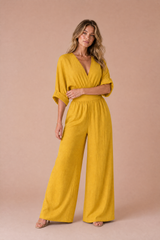 V-hals jumpsuit met hoge taille