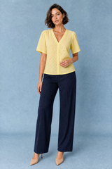 Blouse witte V-hals ajour