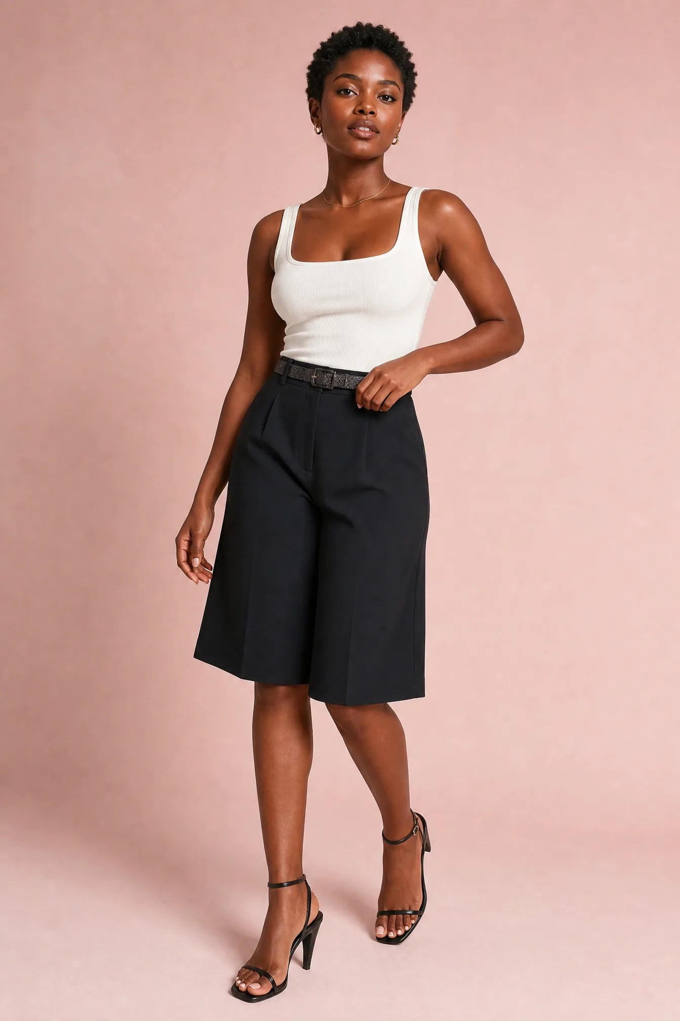 Bermuda ample à ceinture | Vue de face | Lounelle Paris