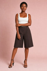 Ruime bermuda met riem