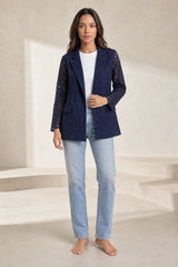 Witte ajour middellange blazer