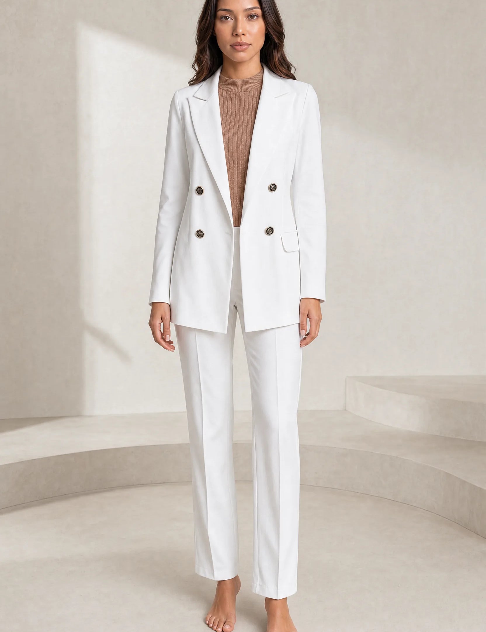 Blazer mi-long à double boutonnage | Lounelle Paris