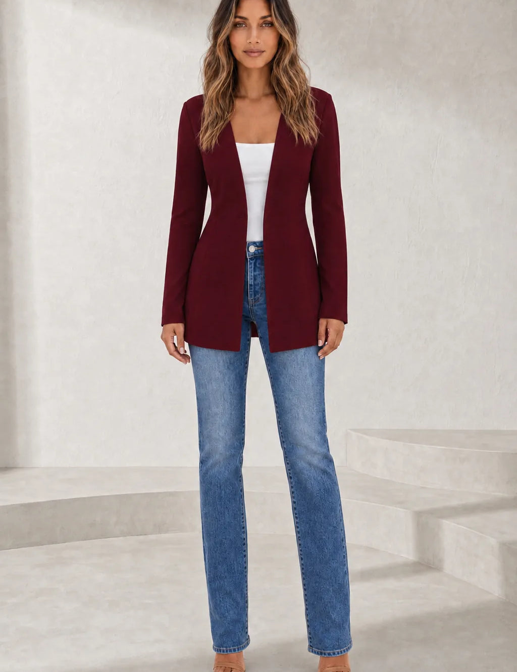 Blazer mi-long col V | Lounelle Paris