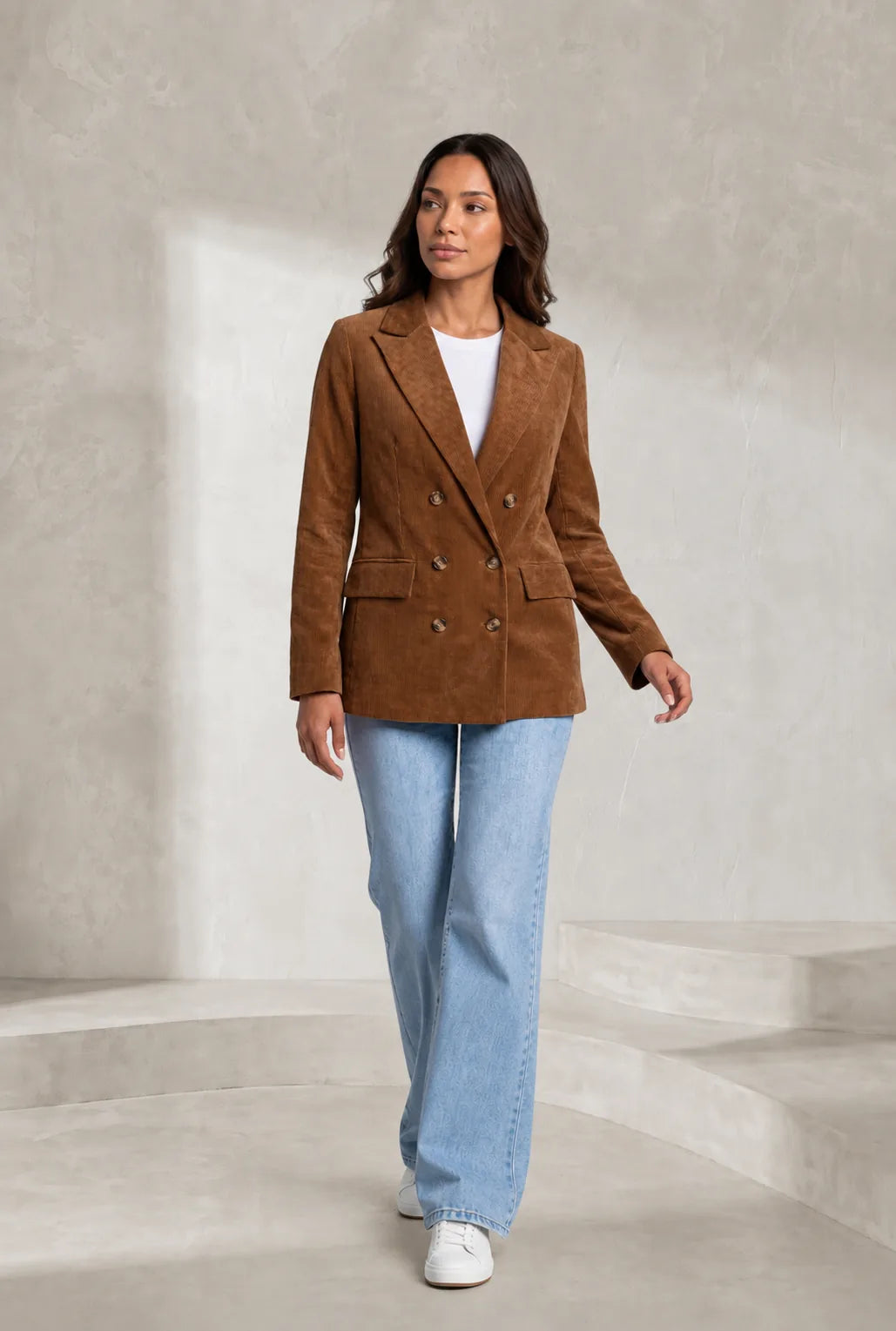 Blazer mi-long velours côtelé | Lounelle Paris