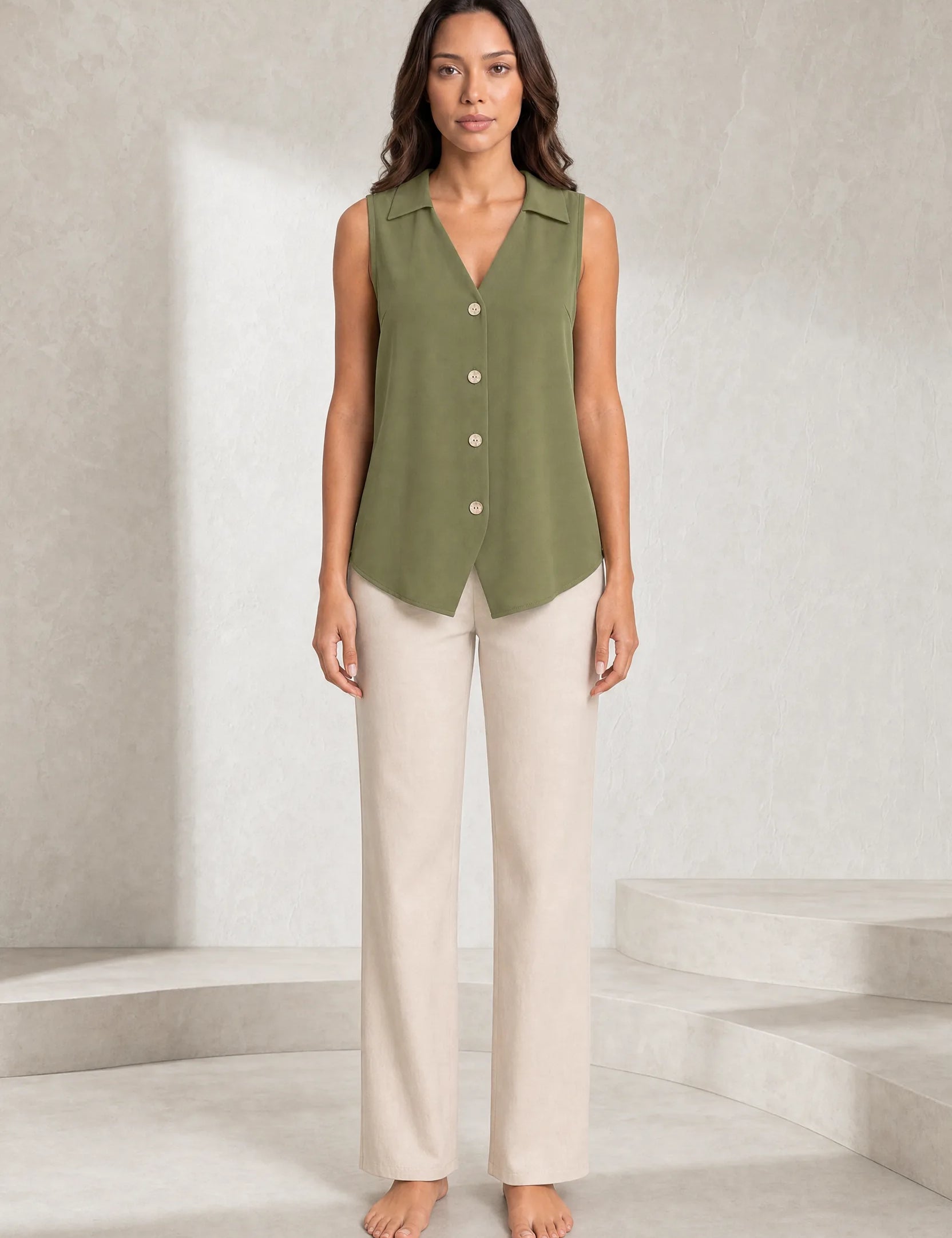 Blouse sansmanches col en V | Lounelle Paris
