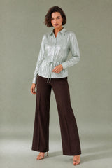 Metallic blouse met ceintuur
