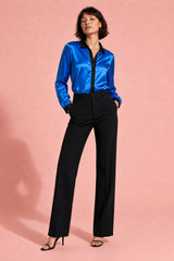 Satijnen blouse met contrasterende details