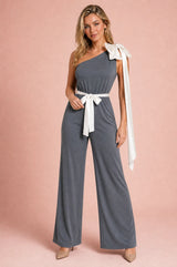 Asymmetrische jumpsuit met knoop