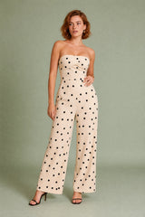 Bandeau jumpsuit met polkadots