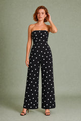 Bandeau jumpsuit met polkadots