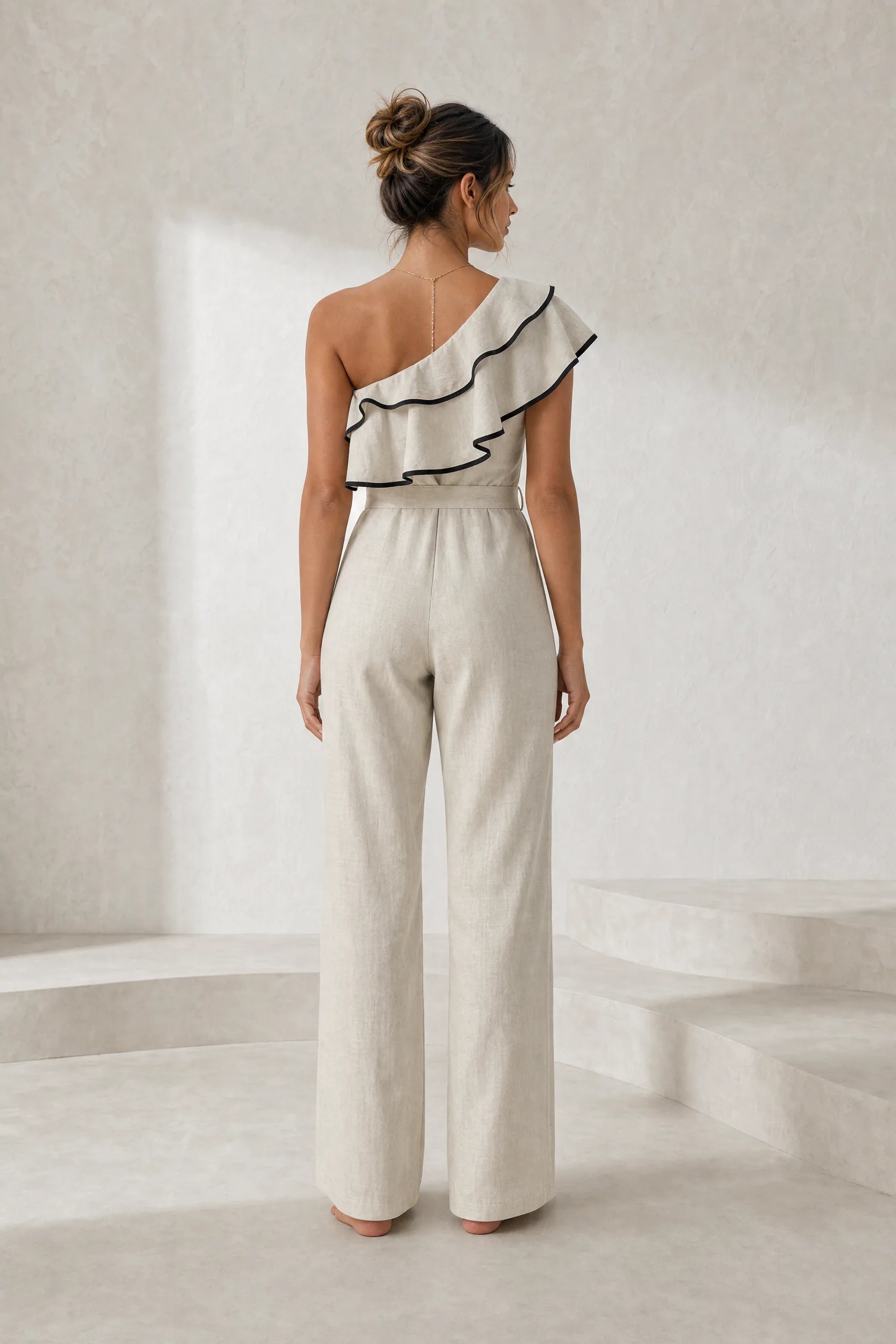 Combinaison beige à une épaule | Lounelle Paris