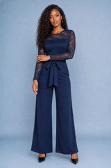 Kanten jumpsuit met wijde pijpen