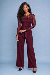 Kanten jumpsuit met wijde pijpen