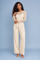Kanten jumpsuit met wijde pijpen